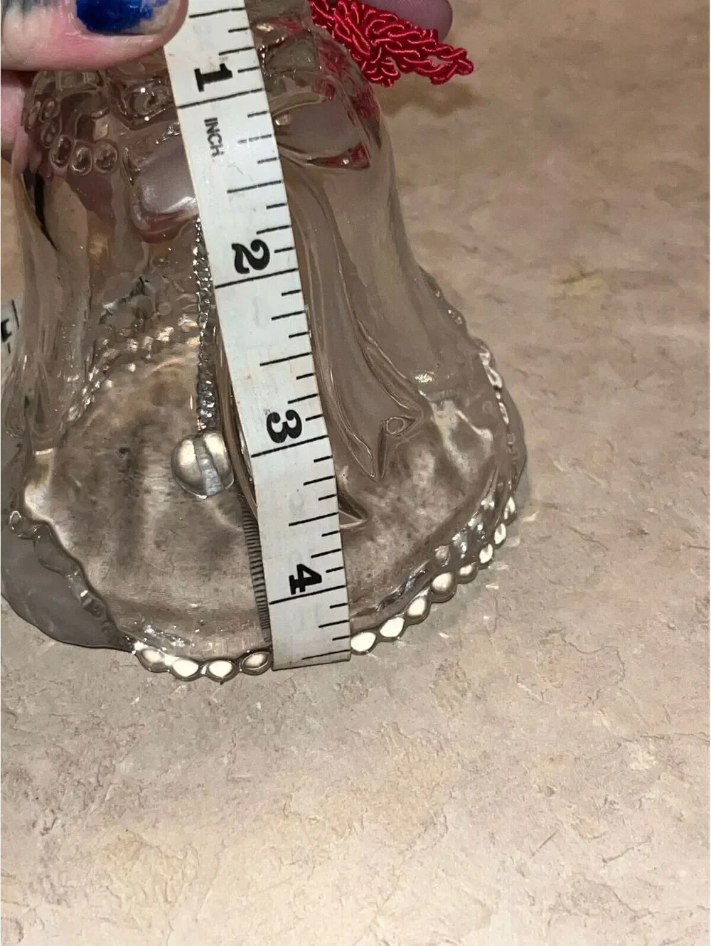 Vintage Clear Glass Bell With Bow Design
